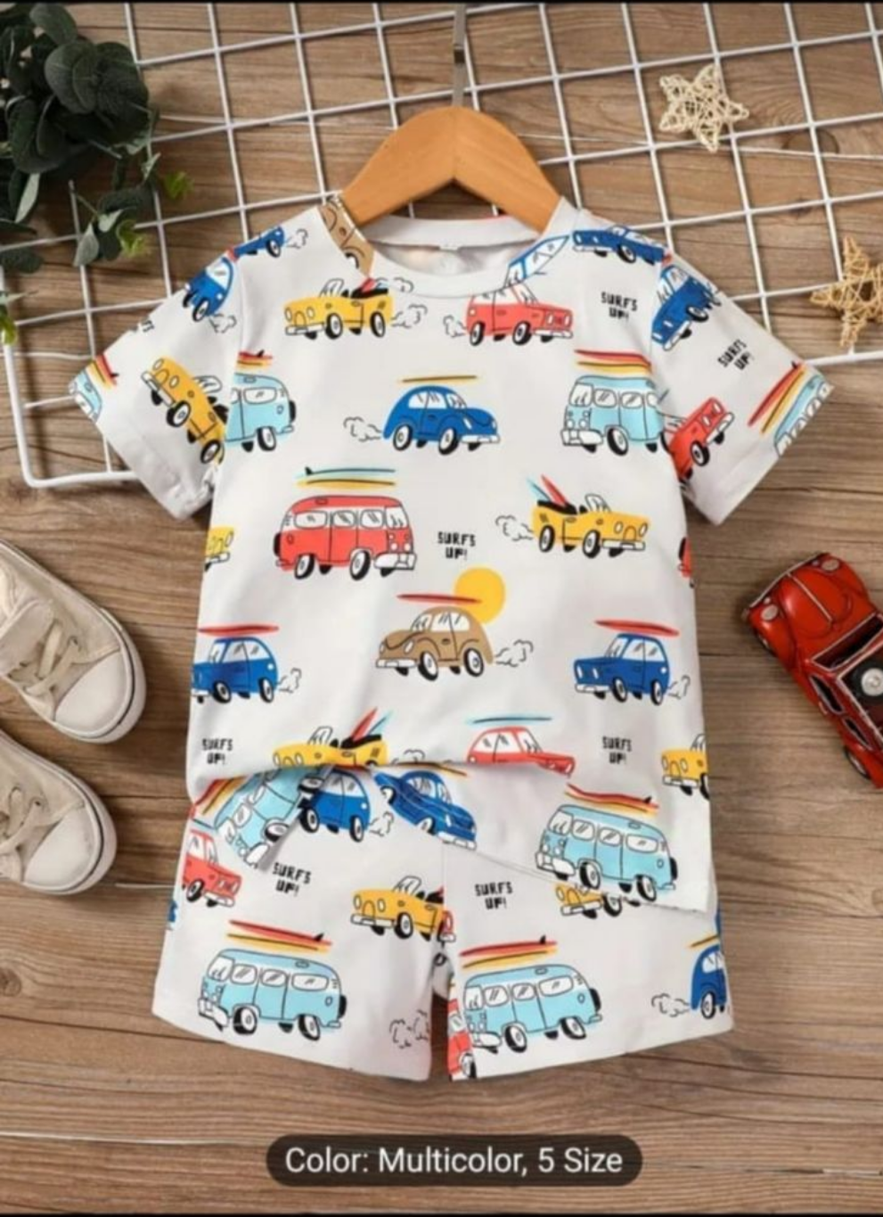 Kids Printed Shirt & Short Set Cars