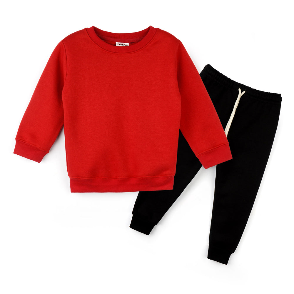 Kikidoo Kids Plain Tracksuit Red Black