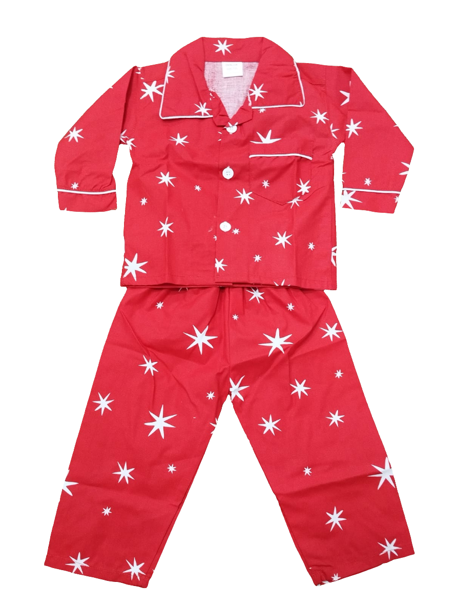 Kikidoo Kids Night dress Premium Printed Cotton Red