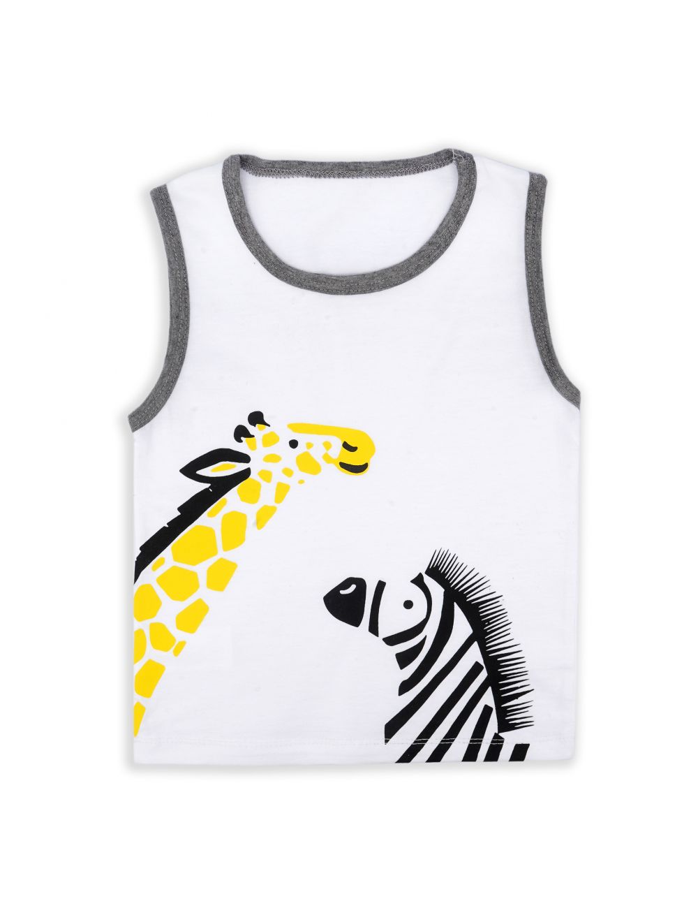 Kids Sandos With Shorts Giraffe White & Grey