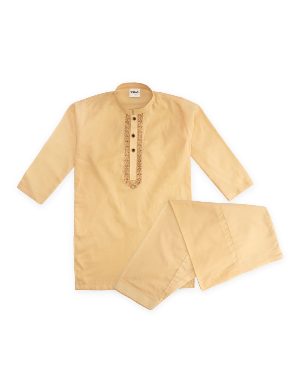 Kids Embroidered Kurta Salwar Beige