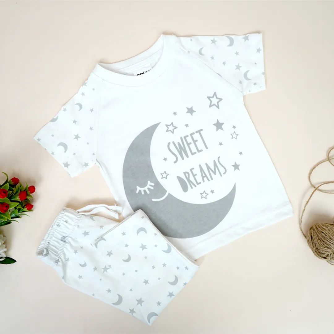 Kids Half Sleeves Printed Pajama Set Sweet Dreams