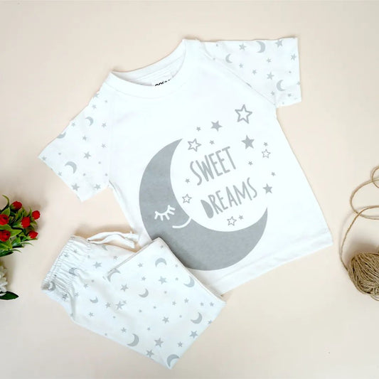 Kids Half Sleeves Printed Pajama Set Sweet Dreams