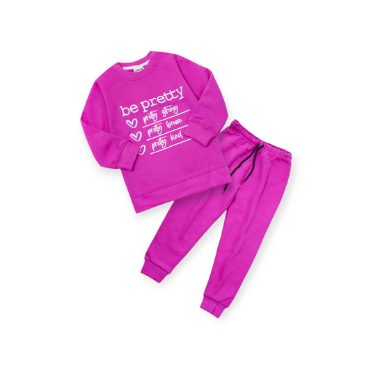 Kikidoo Kids Printed Tracksuit Be Pretty Pink