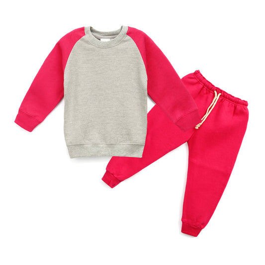 Kikidoo Kids Raglan Tracksuit Grey & Pink