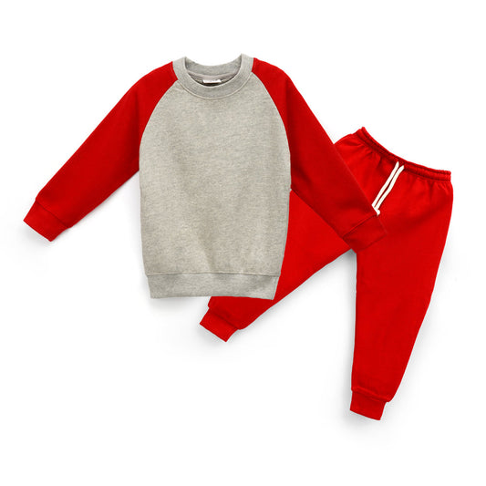 Kikidoo Kids Raglan Tracksuit Grey & Red