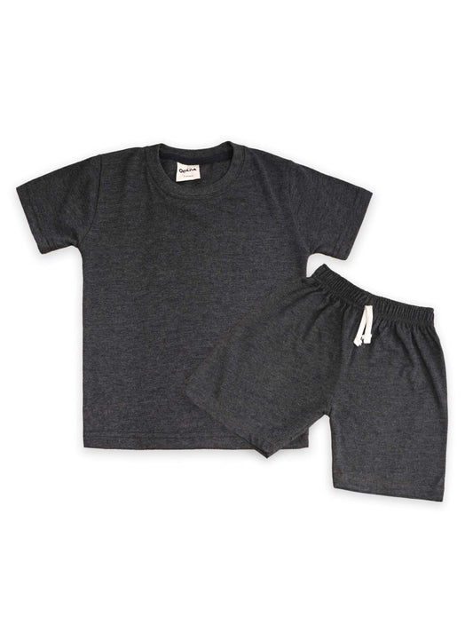 Kids Shirt & Short Set Charcoal