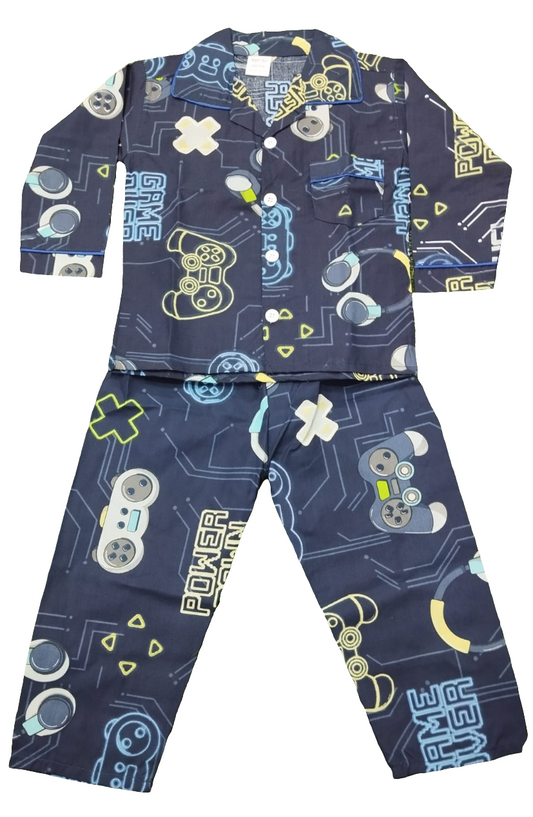 Kikidoo Kids Night Suits Premium Printed Cotton Navy