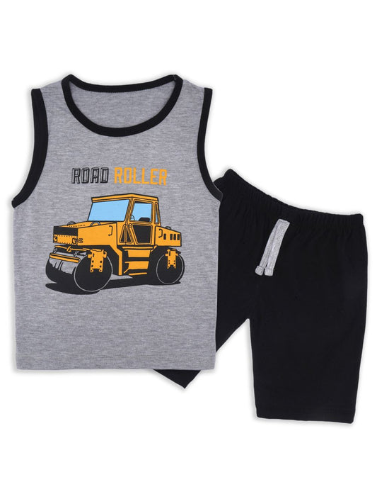  Kids Sandos With Shorts Roller Grey & Black