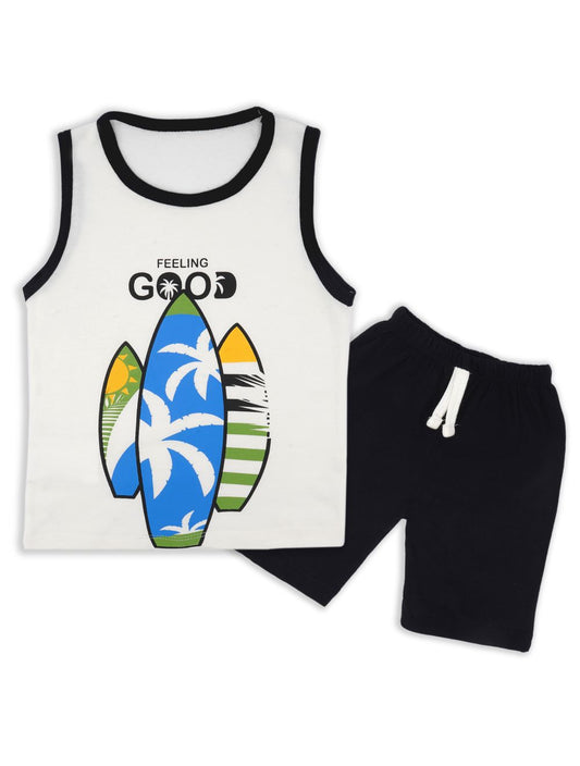 Kids Sandos With Shorts Feeling Good White
