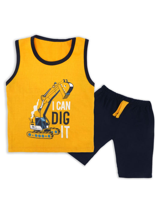 Kids Sandos With Shorts Dig Yellow & Blue