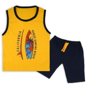 Kids Sandos With Shorts Surfing Yellow