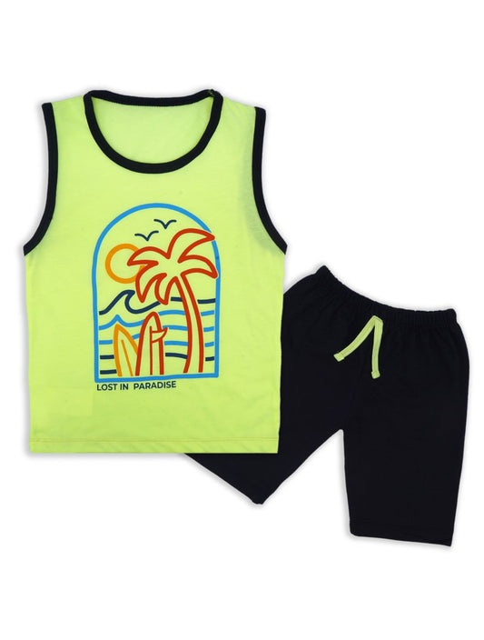 Kids Sandos With Shorts Paradise Green