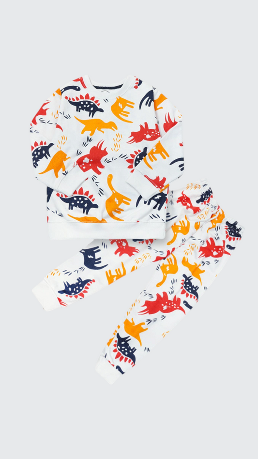 Kikidoo kids Printed Tracksuit Dino White