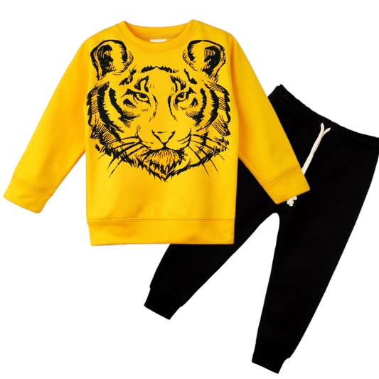 Kikidoo Kids Printed Tracksuit Lion Yellow & Black