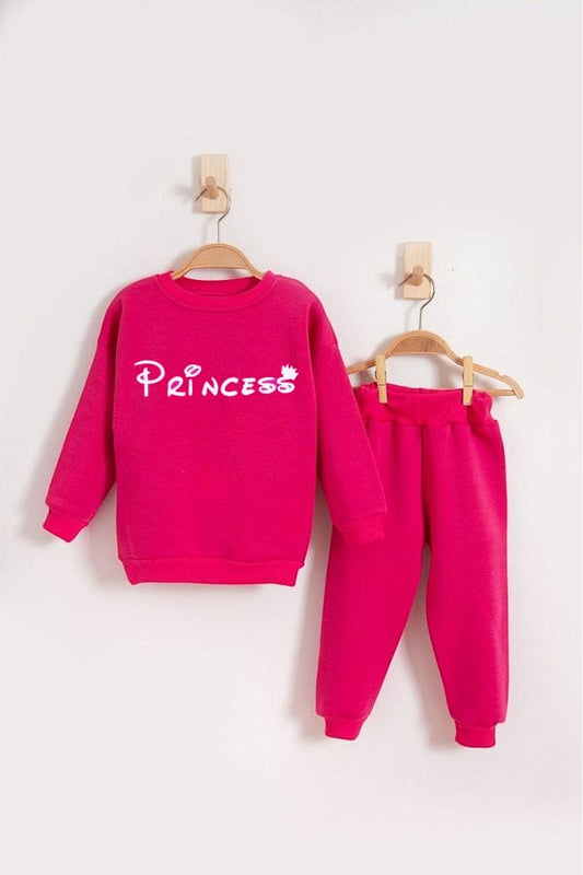 Kikidoo Kids Printed Tracksuit Princess Pink