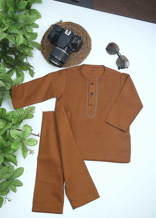 Baby Kurta Salwar Embroidered Soft Cotton Mustard
