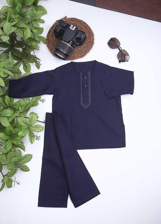 Baby Kurta Salwar Embroidered Soft Cotton Navy Blue