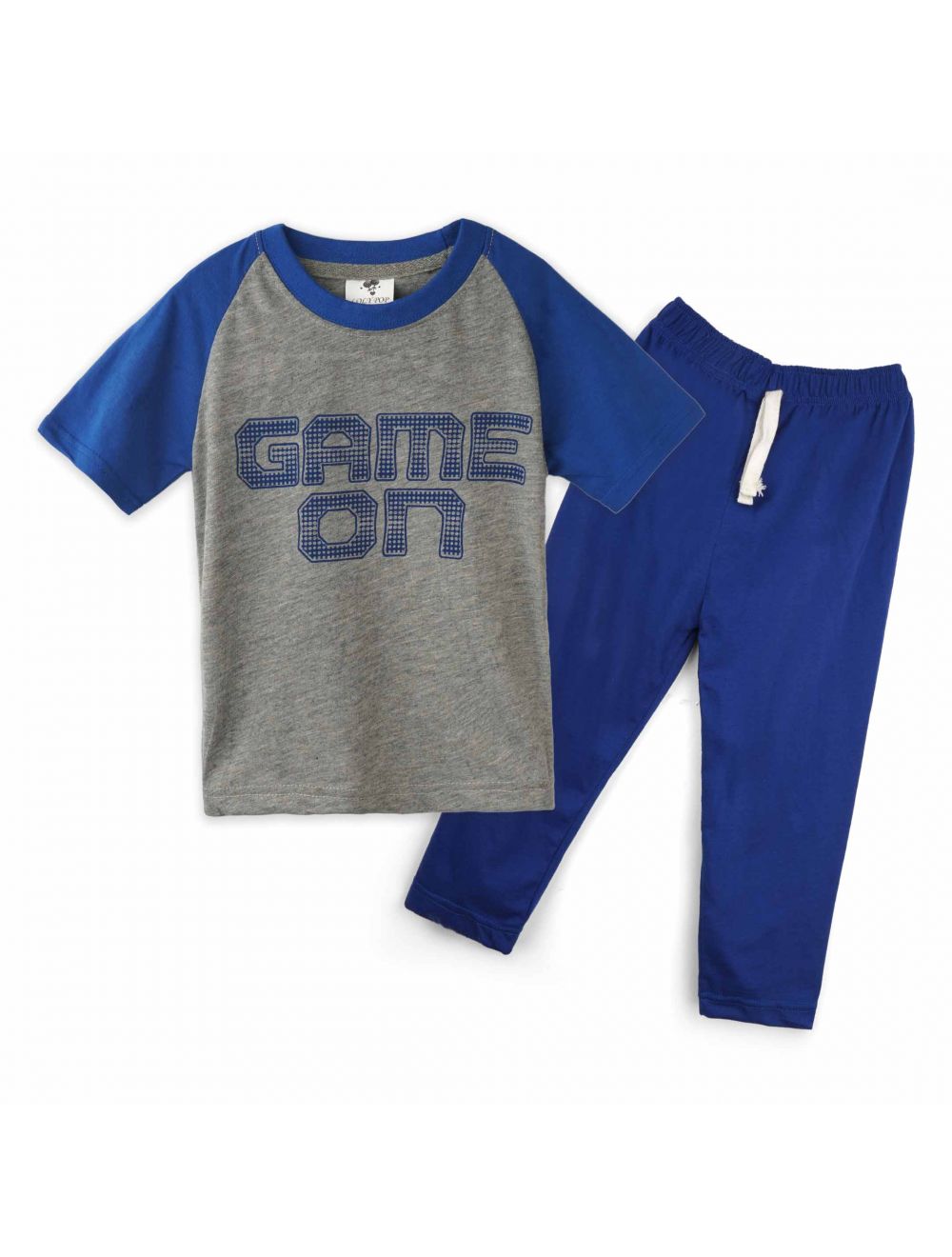 Oolaa Kids Raglan Half Sleeves Printed Pajama Set Game On Blue