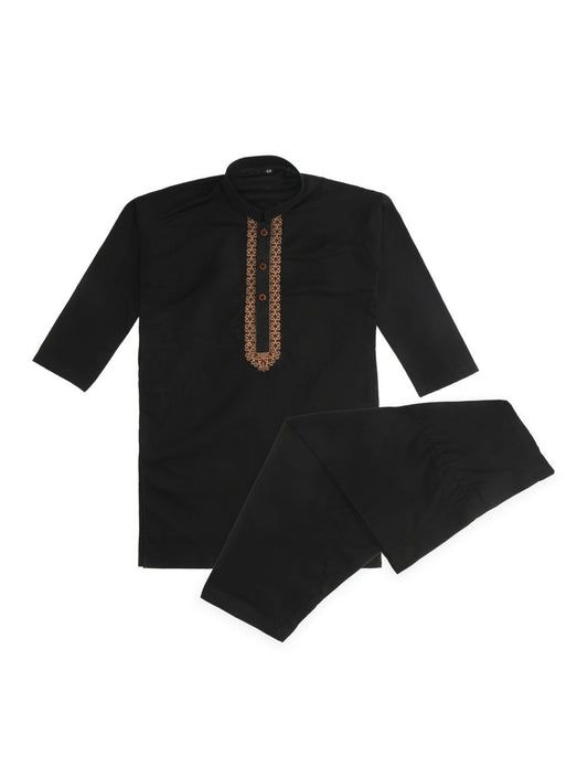 Kids Embroidered Kurta Salwar Black