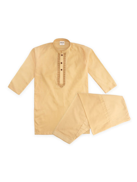 Kids Embroidered Kurta Salwar Beige