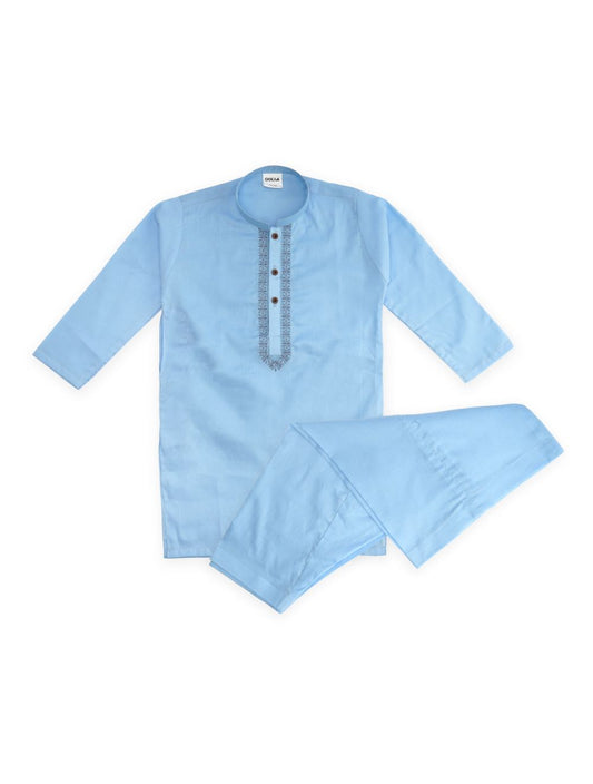 Kids Embroidered Kurta Shalwar Sky Blue