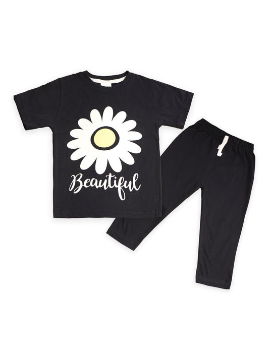 Kids Half Sleeves Printed Pajama Set Beautiful Navy Blue