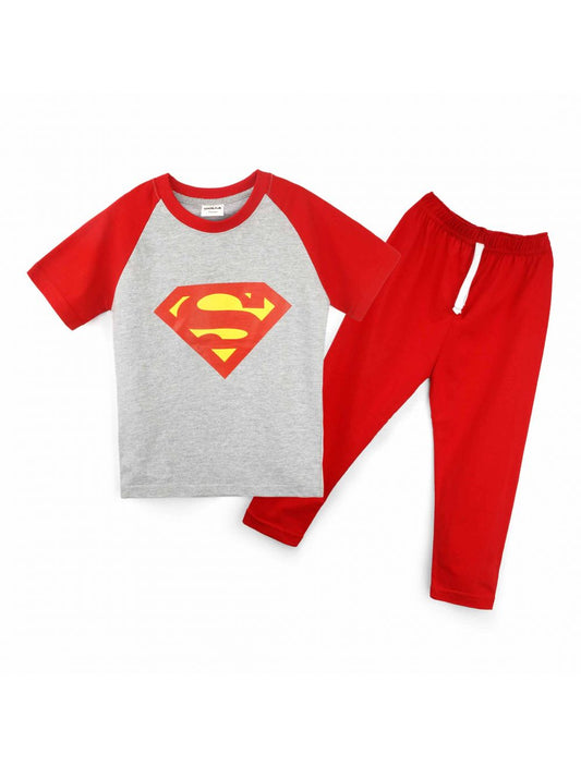 Kids Raglan Half Sleeves Printed Pajama Set Superman